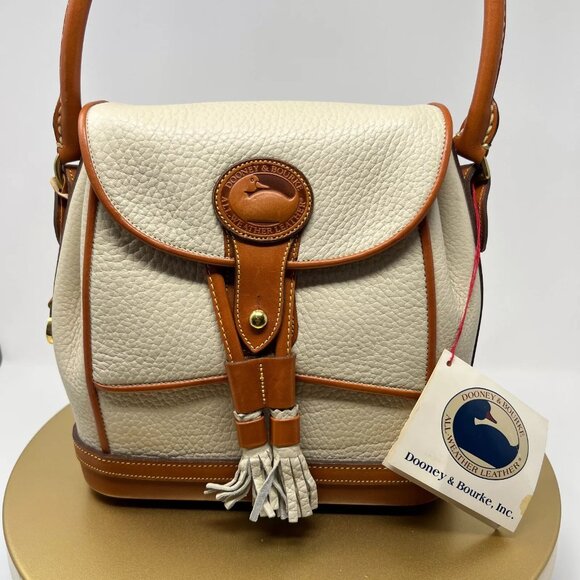 Vintage Dooney and Bourke Women's Cream All-Weather Leather Top Handle Bag Purse - Picture 6 of 15